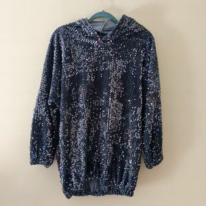Blue Velvet Sequin Hoodie